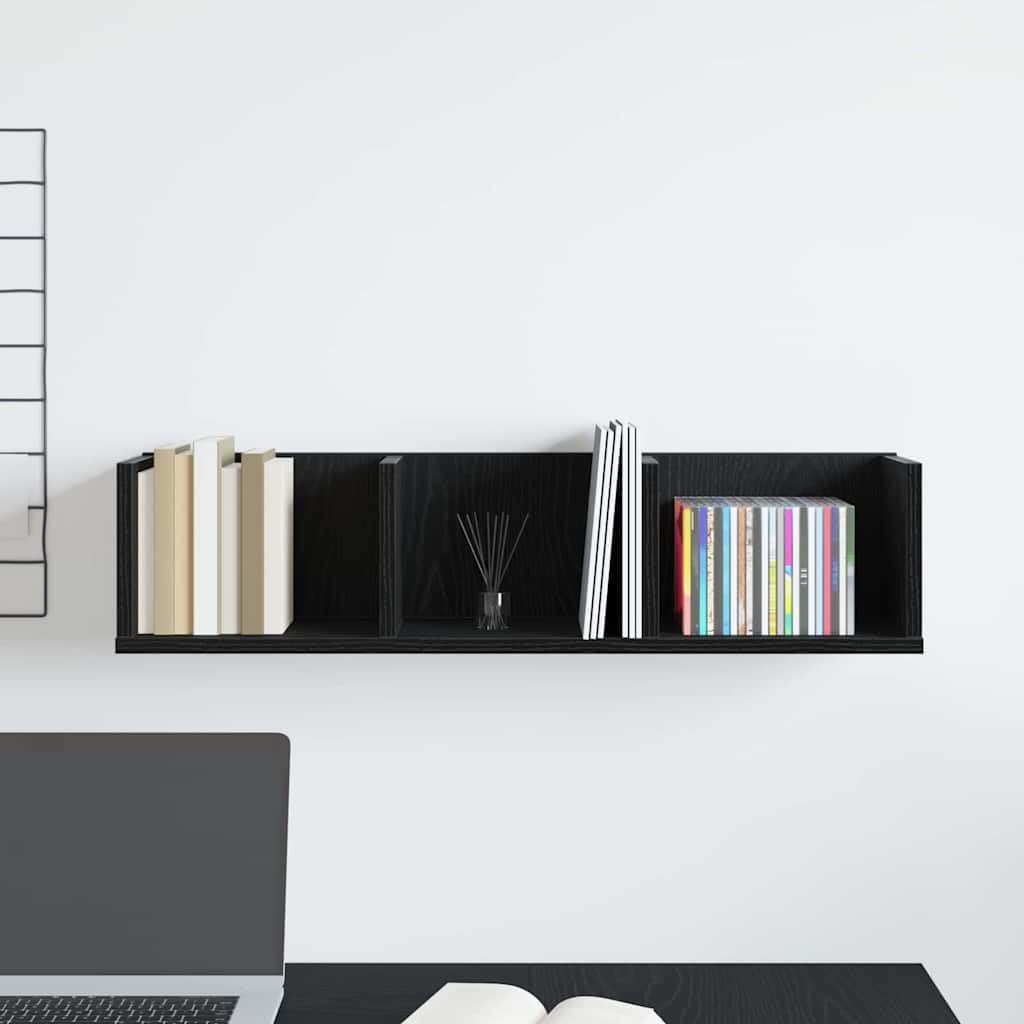 Estantería de pared con aspecto de roble negro, 75 x 18 x 18 cm, material de madera, estantería flotante con diseño minimalista para salón, estantería de pared con amplio espacio de
