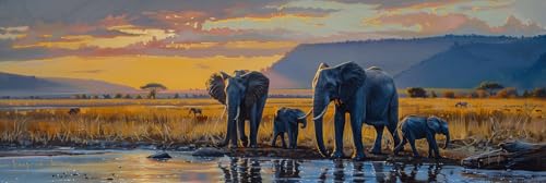 Peinture diamant adulte éléphant 50x150cm | Grand format broderie point de croix