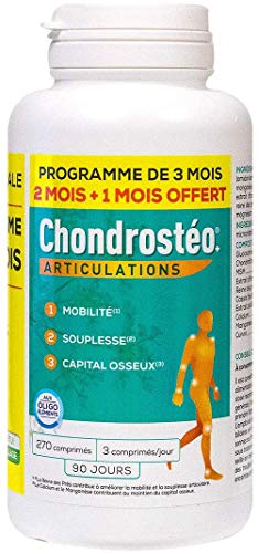 GRANIONS Chondrostéo+Articulations-270ComprimésFORMAT ECO 3 mois-Glucosamine,Chondroïtine,Msm,Harpagophytum, Bambou[Silicium]Triple Action:Mobilité&Souplesse Articulaire Capital Osseux-Made in France Cover