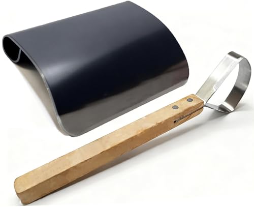 Hide Fleshing Scraper Kit 2-in-1 Rough & Fine Scrapers Heavy Duty Hide Scraping Tools for Skinning Leather Processing and Taxidermy