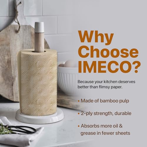Image of IMECO 2 Ply Bamboo Kitchen Tissue Roll 120 Pulls | 60 Pulls x 2 Rolls | Pure Bamboo Pulp | Kitchen Towel Roll | Soft, Super Absorbent & Strong | Chemical-Free Paper Tissue