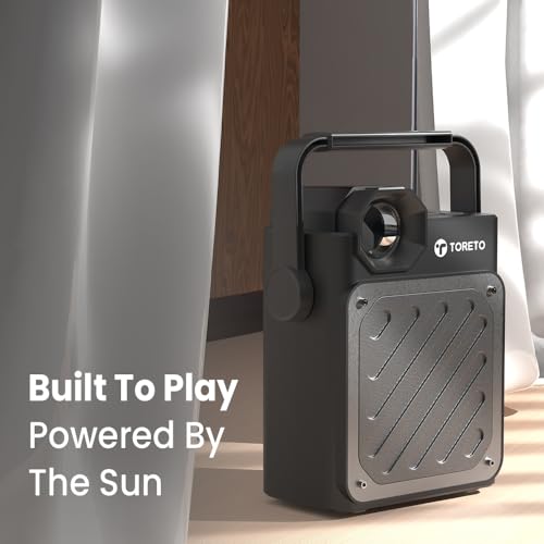 Image of Toreto 20W High Bass BT Speaker, Up to 8 hrs of Playtime, BTv5.0, Solar Charging Multi Functional with AUX /USB /TF Card /FM with Flash Light & 2000 mAh Battery (Solar Beatz, Black)