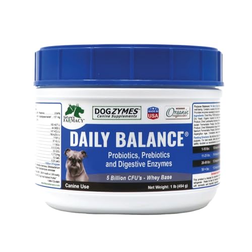DOGZYMES Daily Balance Canine Supplement by Natures Farmacy Probiotics + Prebiotics + Digestive Enzymes 5 Billion CFUs Whey Base 1 lb (454 g)