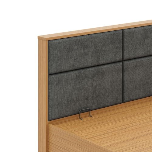 Image of Wakefit Eclipse King Size Storage Bed with Dark Grey Upholstered Headboard