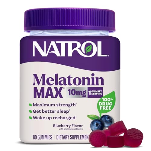 Natrol MelatoninMax 10 mg, Sleep Gummies for Adults, Blueberry, 80 Count - image 1