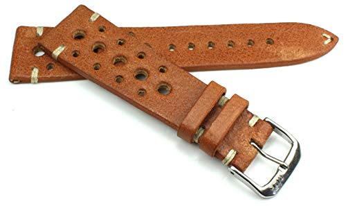 Rallye bracelet de montre vintage RIOS1931 cuir de vachette 22 mm marron