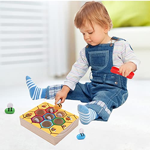 Wood City Toddler Fine Motor Skills Toys, Bee To Hive Matching Game, Wooden Color Sorting Toy For Toddler 2 3 Years Old, Montessori Preschool Learning Toys Gift For Children #TOP7