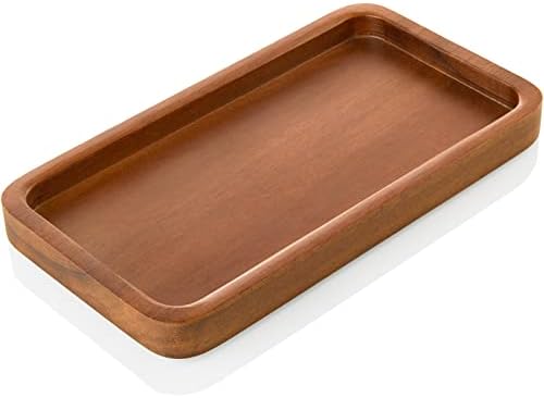 ALELION 8" Acacia Wood Bathroom Vanity Tray for Counter - Wood Tr...