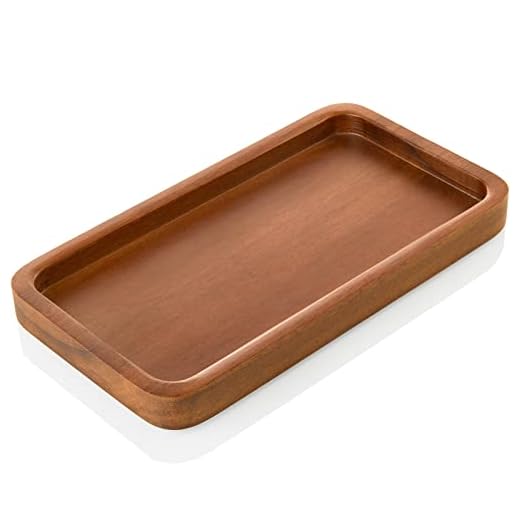 ALELION 8" Acacia Wood Bathroom Vanity Tray for Counter - Dresser Top Tray for Perfume Jewelry Candle Key Catchall - Small Kitchen Countertop Organizer for Soap Dispenser and Sponge Holder