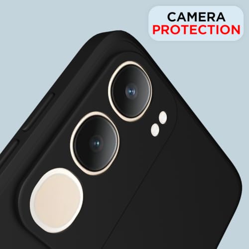 Image of Outlouders Back Cover for Vivo Y19s / Vivo Y29 5G | Camera Protection | Durable Soft Matte Silicone Bumper Case (Black)