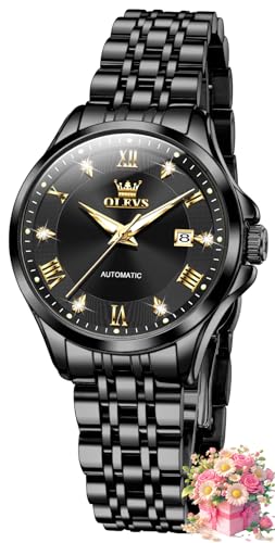 Image of OLEVS Womens Automatic Watch Diamond Luxury Date Ladies Dress Classic Self Winding Wrist Watches