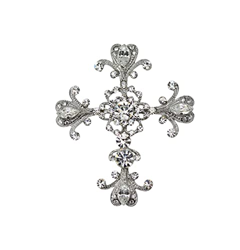 Image of Faship Gorgeous Rhinestone Crystal Cross Crucifix Pin Brooch