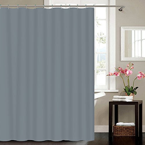 VÄLSON Duschvorhang 180x180 cm Simply Grey Textil Antischimmel Antibakteriell incl. Ringe mit verstärkte Lochleiste und Gewichtsaum Cover