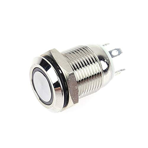 12mm 3V Red/Blue LED Light Waterproof Momentary High Round Stainless