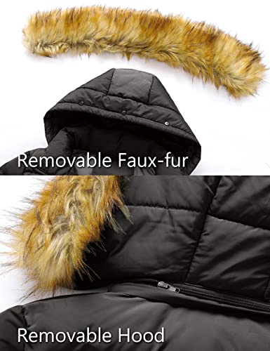 Szory Women's Winter Down Thicken Jacket Puffer Parka Coat With Removable Fur Hood (Black,Large) #TOP3