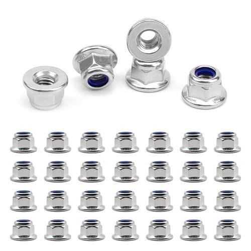 40 Pièces Écrou M5, AMONENZ Écrous Bride Hexagonaux Acier Inoxydable, Anti-Desserrage Écrou de Blocage, pour Réparation Domicile, Fabrication Meubles, Automobile, Machines