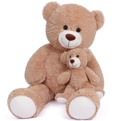 FAVOSTA Oso de Peluche - Mom & Baby, 100 cm& 30 cm,Marrón Claro