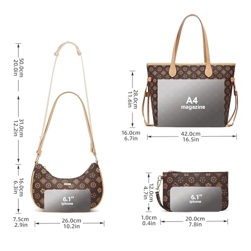 Image of Women Fashion Synthetic Leather Handbags Tote Bag Shoulder Bag Top Handle Satchel Purse Set