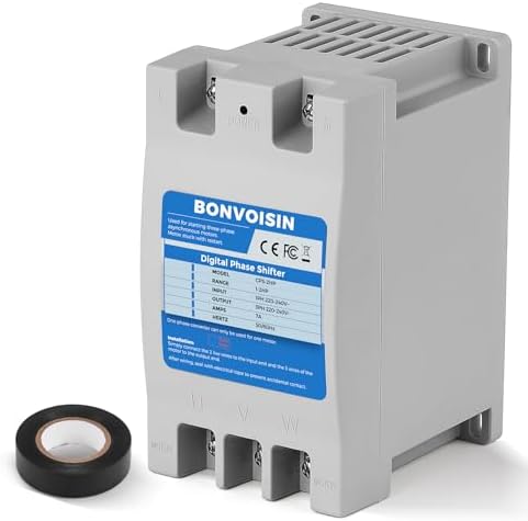 Bonvoisin Singl/1.5KWe Phase to 3 Phase Converter 2HP(1.5kW) Digital Phase Shifter, 7A 220V-240V Input/Output, One Converter only for one Motor.