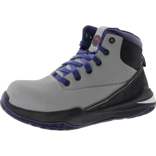 Image of Avenger Work Boots Reaction Mid - Shoes for Men - Nubuck Upper - Breathable Mesh Lining - Round Toe Mid Grey /Blue 8.5 D - Medium