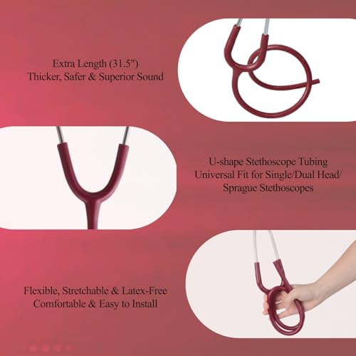 Image of Stethoscope Replacement Tube Burgundy Tubing fits for Littmann III
