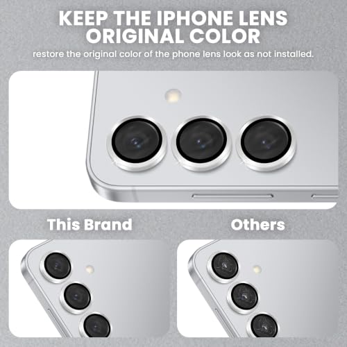 Image of ArmourPro Camera Lens Protector for Samsung Galaxy S25 with Auto Alignment Installation Frame, AR+AF Coated Tempered Glass Camera Rings, Anti-Scratch, Case Friendly | Silver