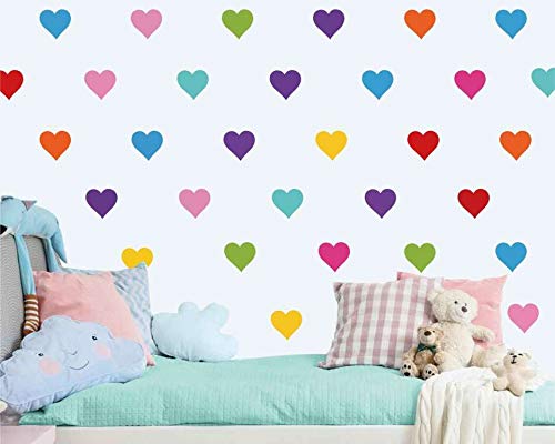 336Pcs/Pack Multicolor Hearts Wall Stickers For Kids Room Baby Girl Home Decor Decals Ad03 (Color 1) #TOP24
