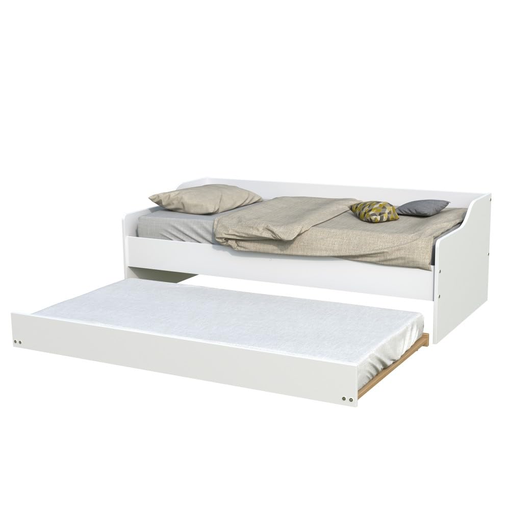 WEBER INDUSTRIES Lit gigogne Sweet 90x200 + 2 sommiers + 1 tiroir-lit/Blanc