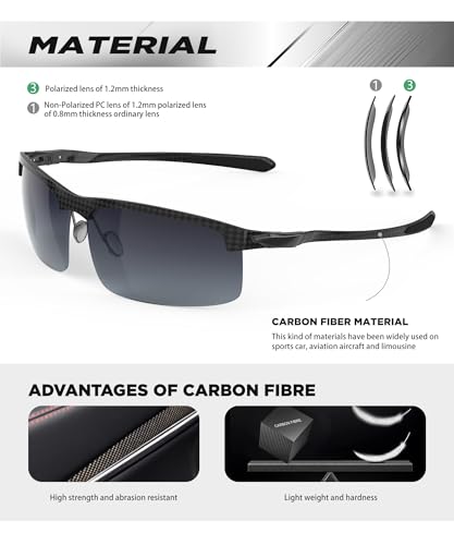 Image of ANYLUV Polarized Sunglasses for Men Carbon Fiber Sunglasses with UV400 Protection for Fishing Driving Gift