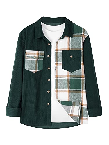 Image of ZAFUL Unisex Plaid Flannel Shirt Jacket Button Down Long Sleeve Pocket Coat Outwear | Mens Fall Clothes Lightweight Long Sleeve Button Down Flap Pocket Jacket Tops for Fall&Winter 2026