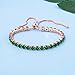 lasidor Charm Link Bracelets for Women,14K Rose Gold Plated Adjustable Tennis Bracelet Green Cubic Zircon Dainty Bracelets for Ladies Crystal Fashion Jewelry