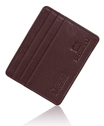 Image of SHDESIGN Harry Brown Credit /Debit /ATM Card Holder Small Slim Minimalist Front Pocket Genuine Leather Wallets for Men /Women