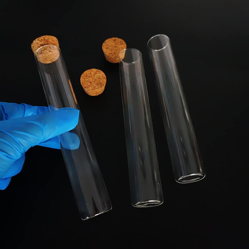 24 unids/Lote 25x150mm Tubo de ensayo de Vidrio de Fondo Plano Transparente con Tapones de Corcho Suministros de Laboratorio