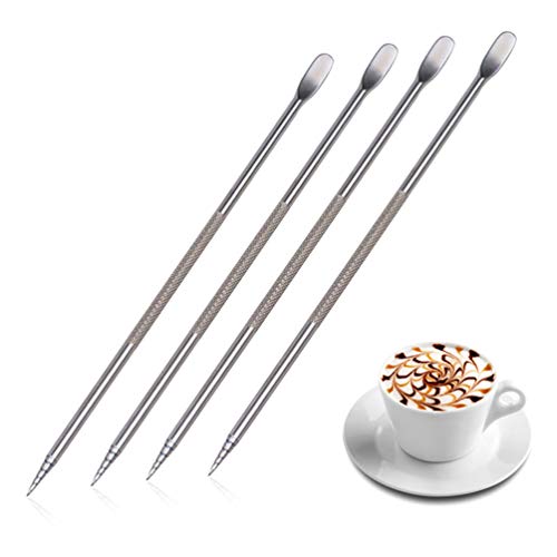 4 Pcs Stainless Steel Coffee Art Pen Coffee Fancy Stitch