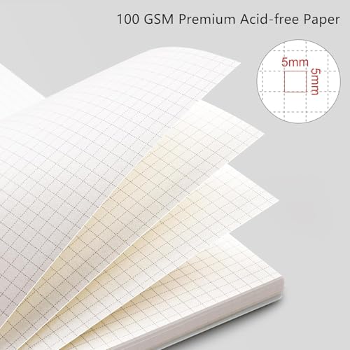 Image of A5 Graph Paper Notebooks, 5.5 x 8.2 inches, GRID Book,100 GSM Premium Paper, 480 Pages, Waterproof Cover, Set of 3 (Grid)