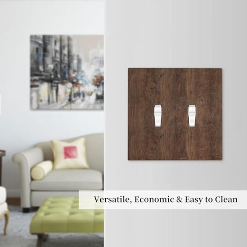 Cubierta de interruptor de luz grano de madera marron de 2 bandas estilo rustico 8