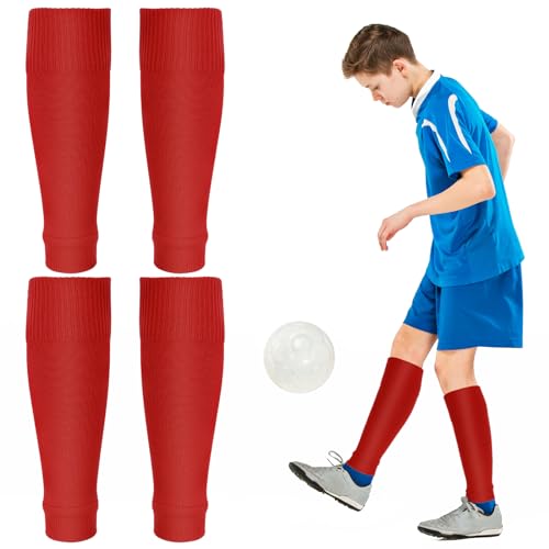 Abeillo 2 pares de calcetines de fútbol para niños, color rojo, Negro , 8 años