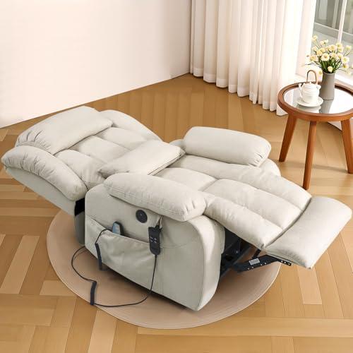 Image of Infinite Position Lay Flat Power Lift Recliner Chair for Elderly, Ivory