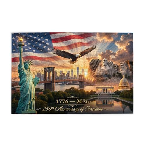 Rompecabezas Patriótico de 250o Aniversario para Adultos, 1000 Piezas, Celebración de la Independencia, Tema de Libertad Histórica, Decoración para el Hogar, Regalo miniatura 1