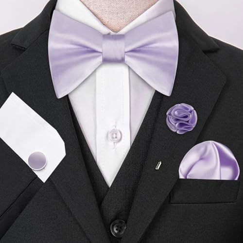 Image of Alizeal Mens 4pcs Formal Solid Bow Tie Set