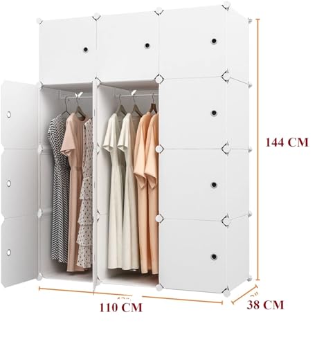 Image of KRISHYAM 12 Box Collapsible Plastic Cupboard for Storage, Plastic Soft Sheet Wardrobe Cabinet for Storage, Almirah for Clothes Storage Cabinet Storage Rack (White Plain