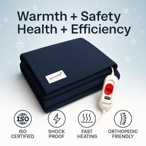 Image of Superior ISO Certified & ZED Certified Electric Under Blanket |Bed Warmer with Multiple Heat Controls (Body, Foot, High, Low)| Shock Proof | Single Bed Size (150cmx80cm) |10 Year Warranty