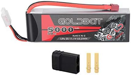 GOLDBAT 3S 5000mAh 11.1V 50C LiPo RC Battery Softcase with Deans Plug and Tracxas Connector for RC Evader BX Car RC Truck RC Truggy RC Heli Airplane Drone FPV Racing