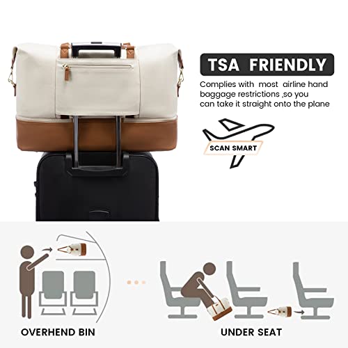 Sucipi Weekender Bags for Women Canvas Travel Duffle Bag with Shoe Compartment Overnight Bag Carry on Gym Duffel with Toiletry Bag for Traveling Weekend Hospital Bags for Labor and Delivery3