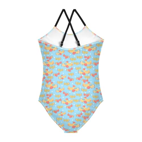 senya Girls Swimsuits One-Piece Swimwear Tie Bathing Suit Beach Summer Round Neck 7-8T Aircraft Pattern2