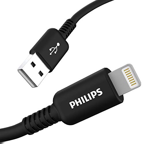 Philips USB�[�d�P�[�u��with Lightning�R�l�N�^�A4 ft�B( 1.2 )�u���b�N�A�ڑ�/����/�[�d�AApple MFI�F�؎擾�AiPhone�ƌ݊���X / 8 / 7 / iPad / Beats Pill + / & more�Ad