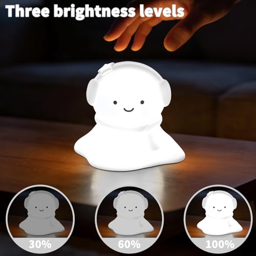 Image of Snow Baby Silicone Night Light - Rechargeable, Adjustable Brightness and Timer Function, Suitable for Children's Rooms and Bedrooms, Great Gift for Festivals