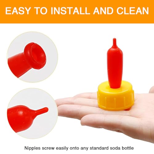 Image of HASTHIP Feeding Nipples for Lamb Feeding Bottles Red Nipples for Lamb Food Grade HDPE Safe Feeders Lambs,Goats,Calves Piglets Set of 10Pcs