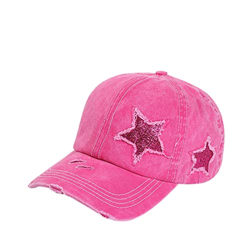 Saggy Balls - Gorra de béisbol para hombre y mujer, diseño de estrella, a la moda, para exteriores, adulto, protector solar, color rosa intenso