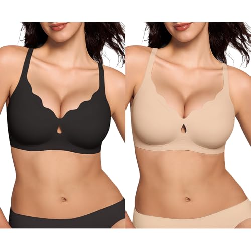 ProKloud Wireless Bras for Women Wave Push Up No Underwire Bralettes Seamless Full Coverage Support Lift Everyday Bra